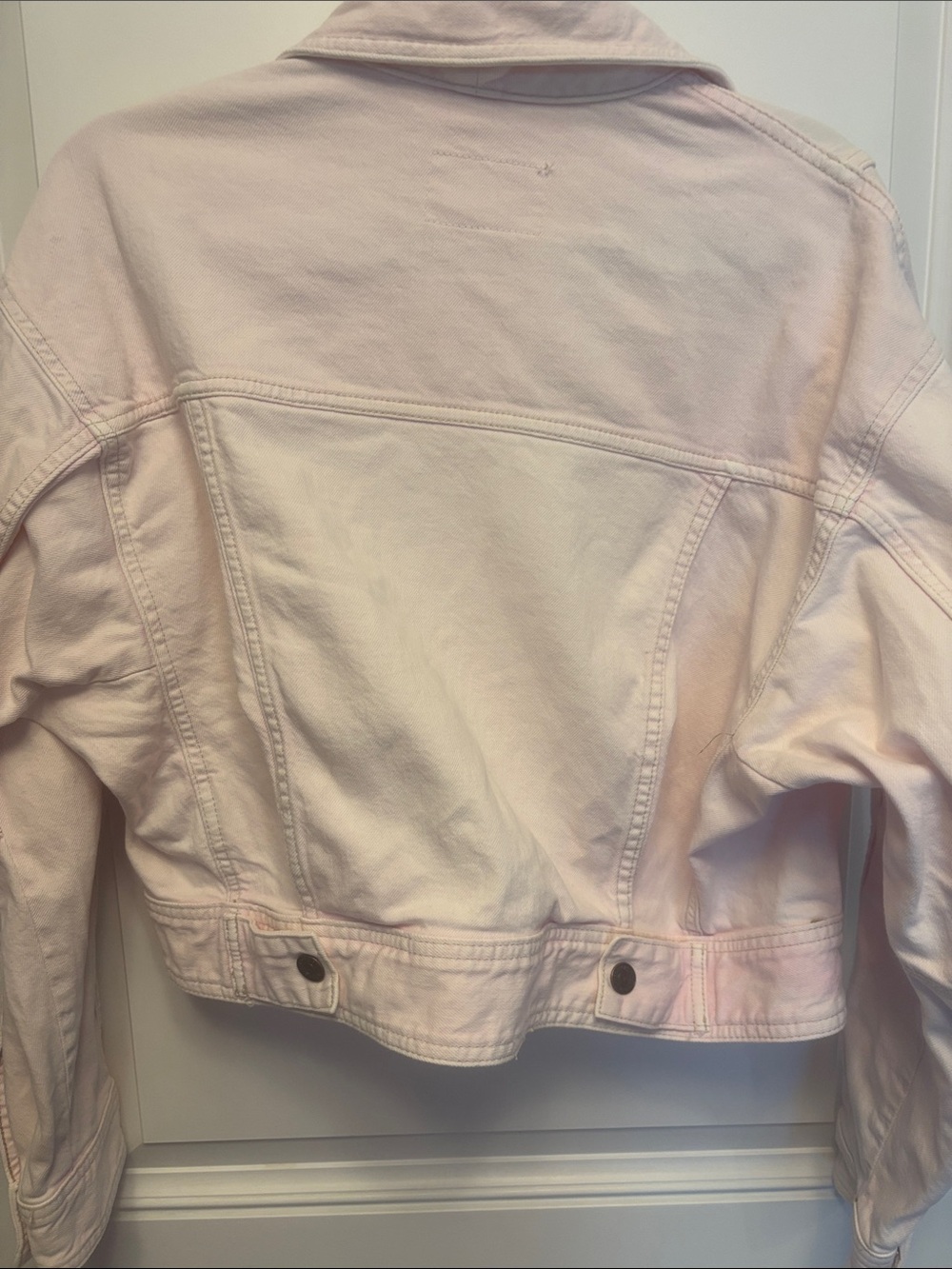 Free People Pale Pink Cropped Denim Jacket - Picture 3 of 9
